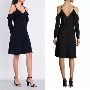 A.L.C Felicia Ruffle V-Neck Little Black Dress Size 2